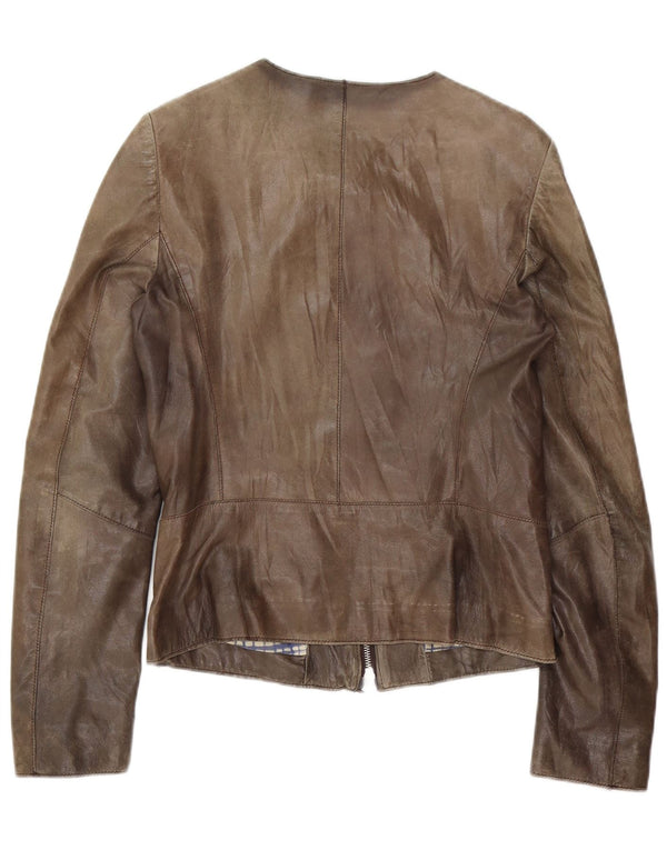 Vintage mujer chaqueta de cuero Reino Unido 10 pequeño marrón