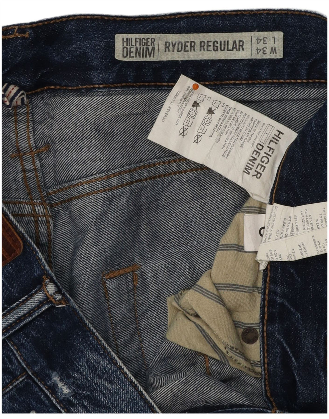 TOMMY HILFIGER Vaqueros rectos desgastados Ryder para hombre W34 L34 Algodón azul