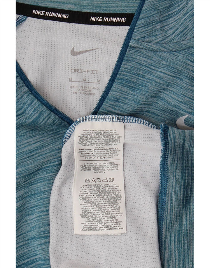 NIKE Mujer Dri Fit Jersey Chándal Top UK 14 Medio Azul Moteado