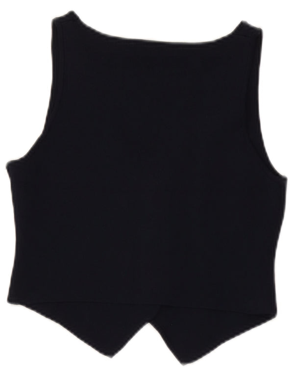 Zara Mujer Crop Knit Chaleco UK 10 Small Azul Marino