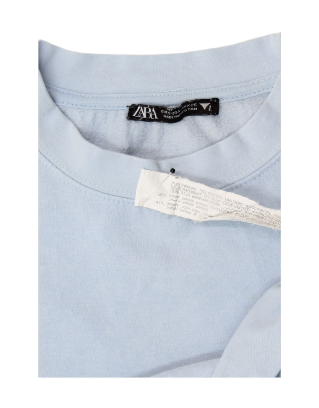 Zara Mujer Crop Oversize Sudadera Jumper UK 10 Small Azul Poliéster