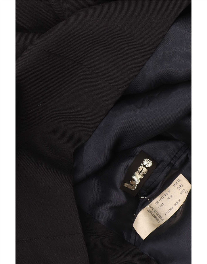 Vintage hombres doble pecho chaqueta blazer IT 56 3XL poliéster negro