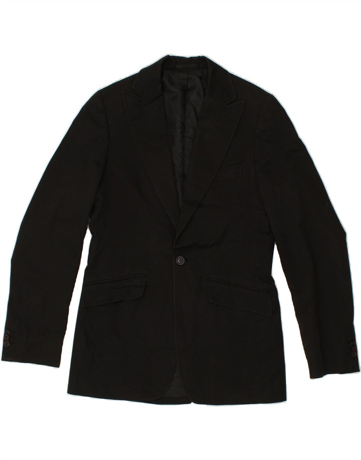 JULES Mens 1 Button Blazer Jacket IT 50 Large Black Cotton Vintage Jules and Second-Hand Jules from Messina Hembry 