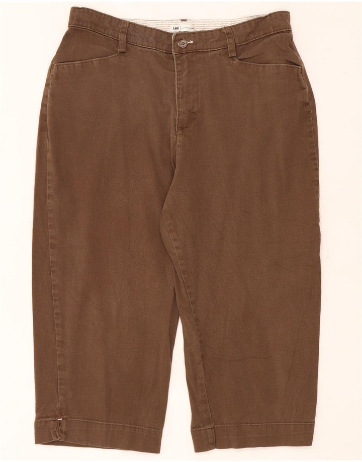 LEE Pantalones Capri para Mujer US 12 Grande W32 L20 Algodón Marrón
