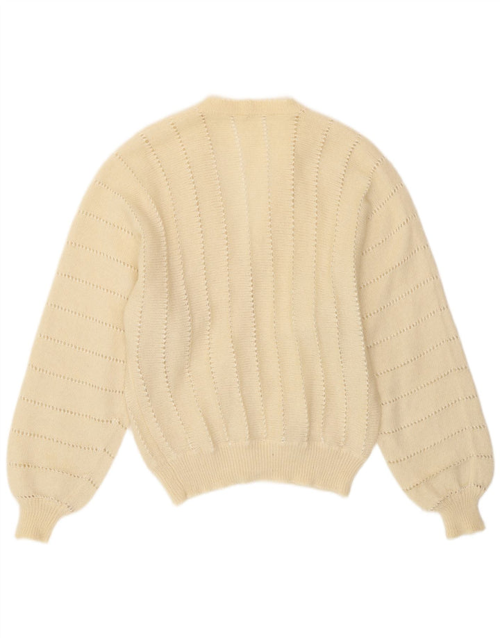Vintage mujer Cardigan suéter Reino Unido 14 medio apagado blanco