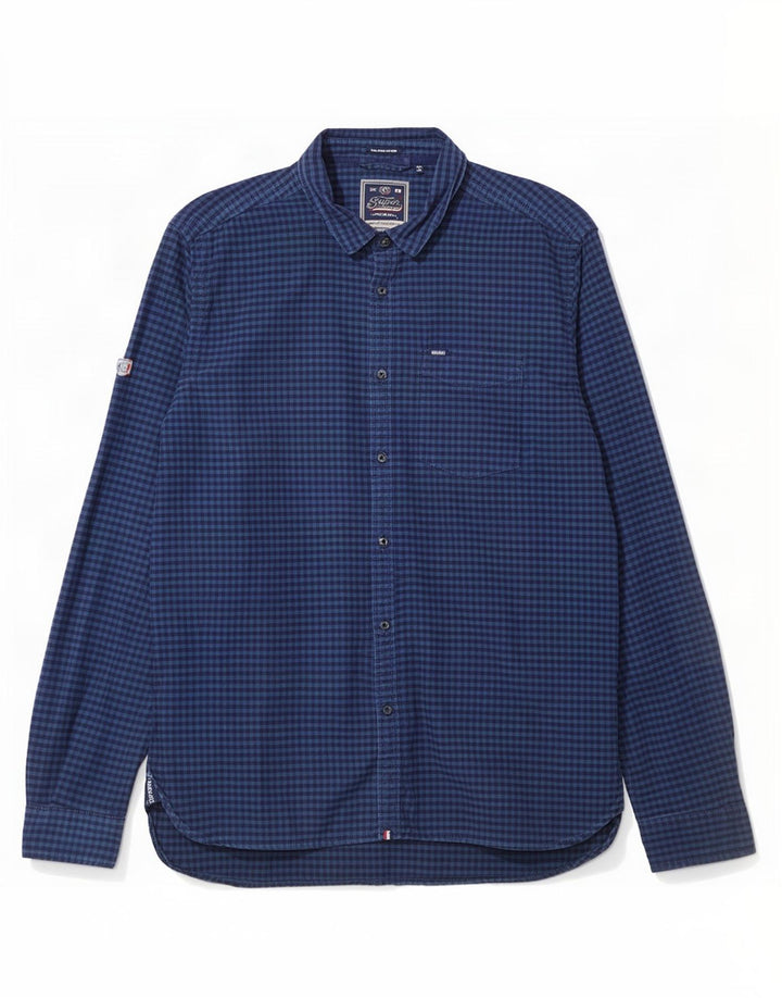 Camisa Superdry para hombre 2XL Algodón a cuadros azul marino