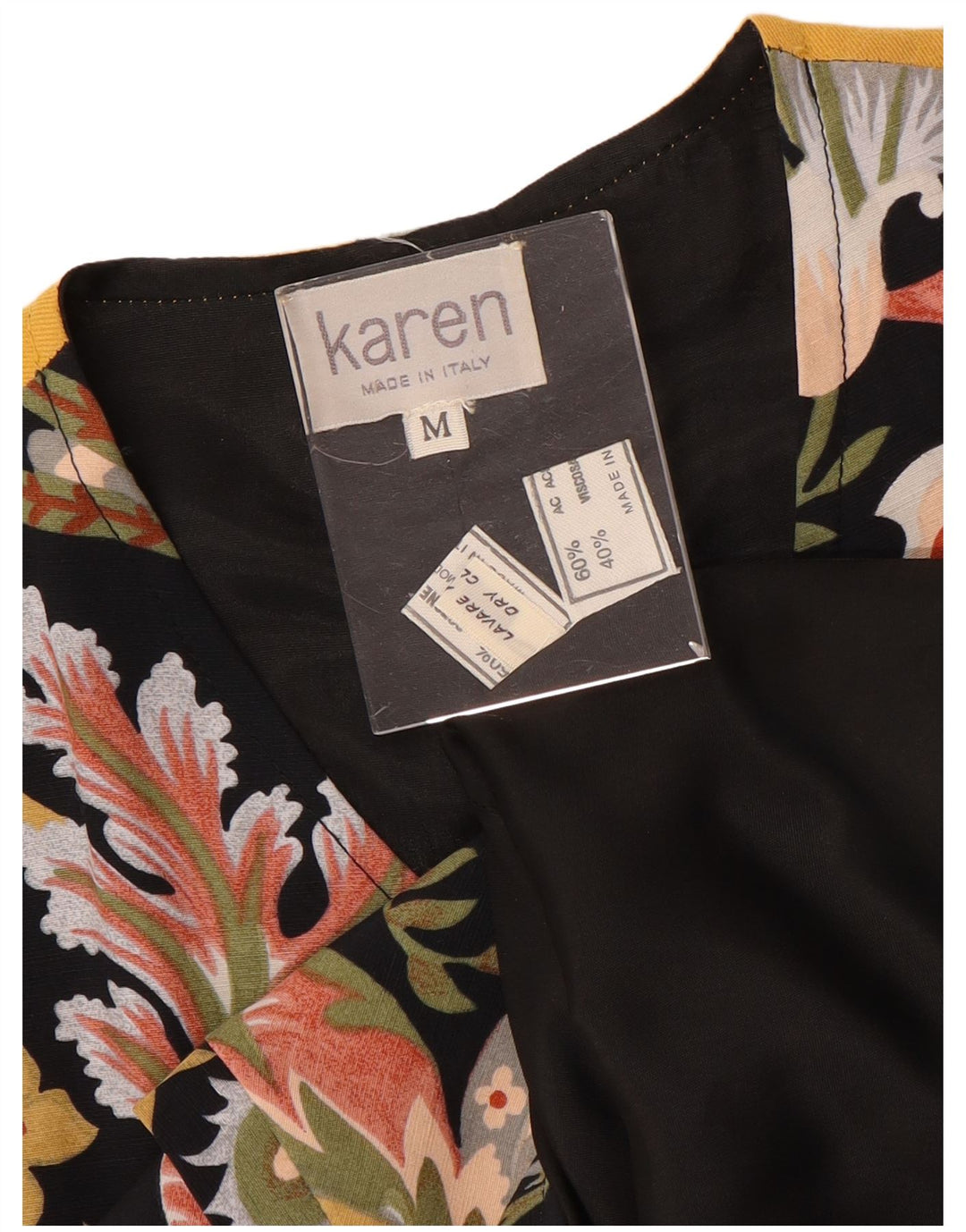 VINTAGE Chaleco de mujer Reino Unido 14 Acetato floral multicolor medio