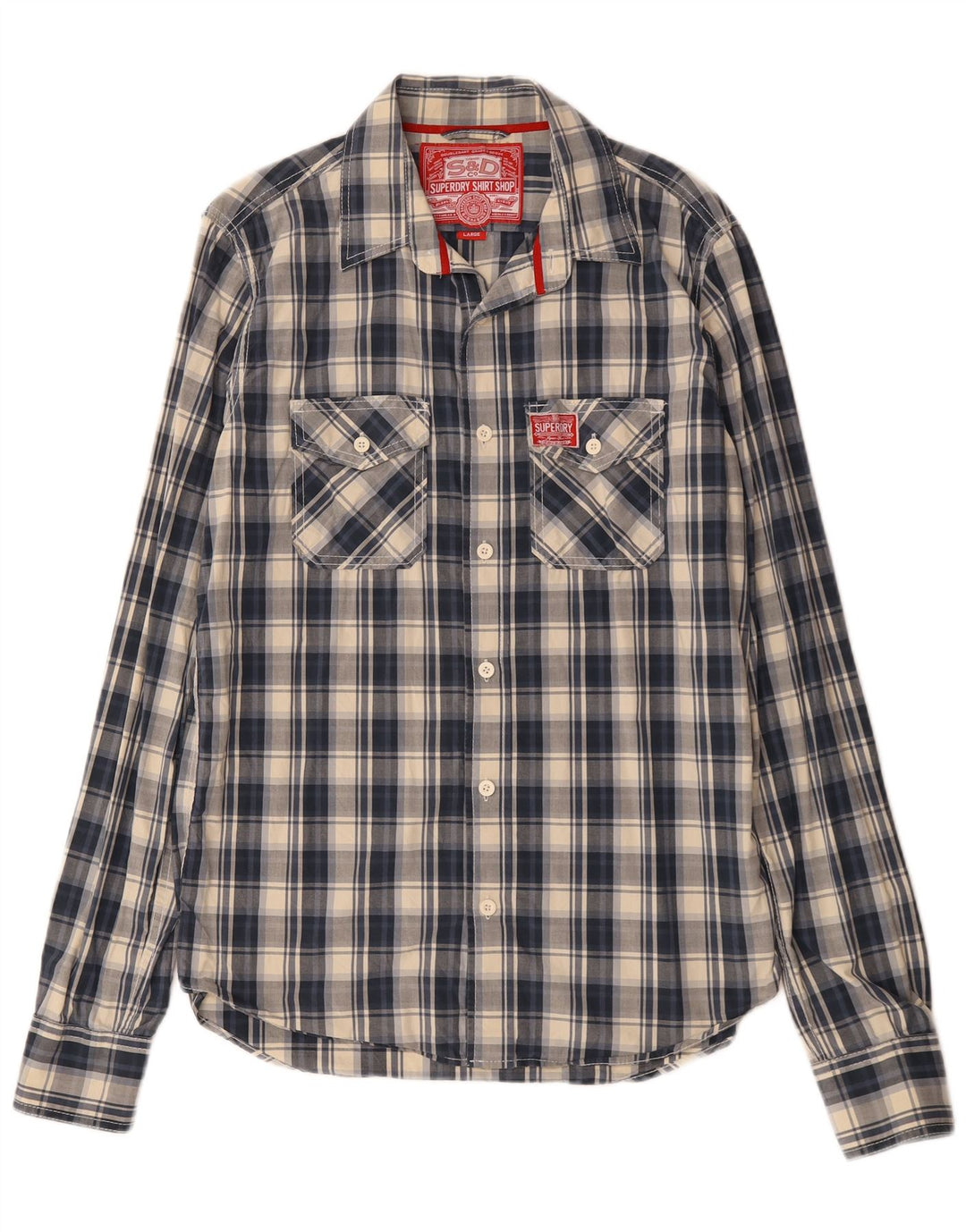 Superdry Camisa Grande De Algodón A Cuadros Azul Marino Para Hombre