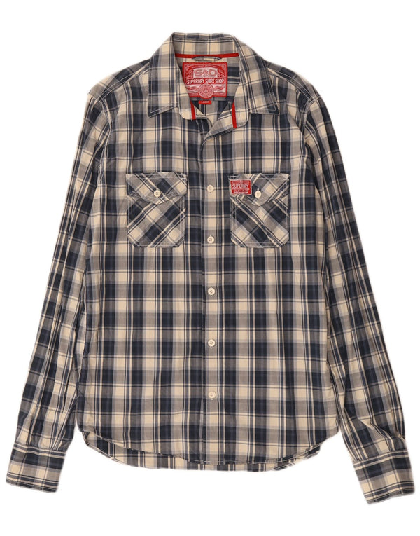 Superdry Camisa Grande De Algodón A Cuadros Azul Marino Para Hombre