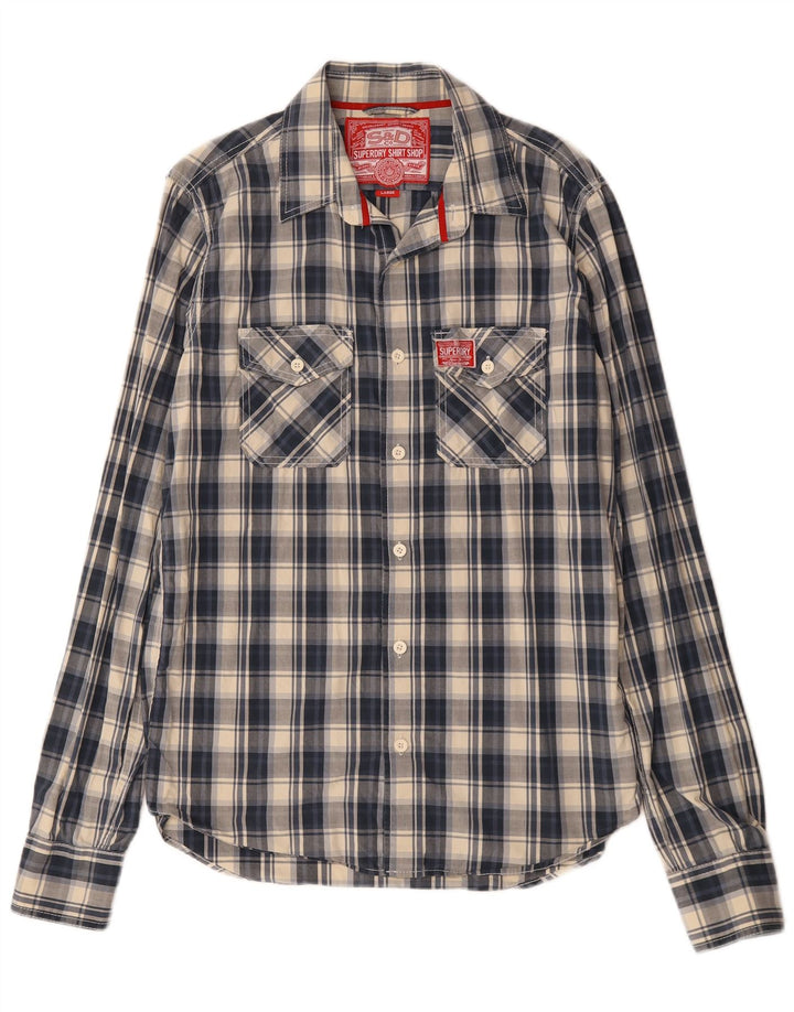 Superdry Camisa Grande De Algodón A Cuadros Azul Marino Para Hombre