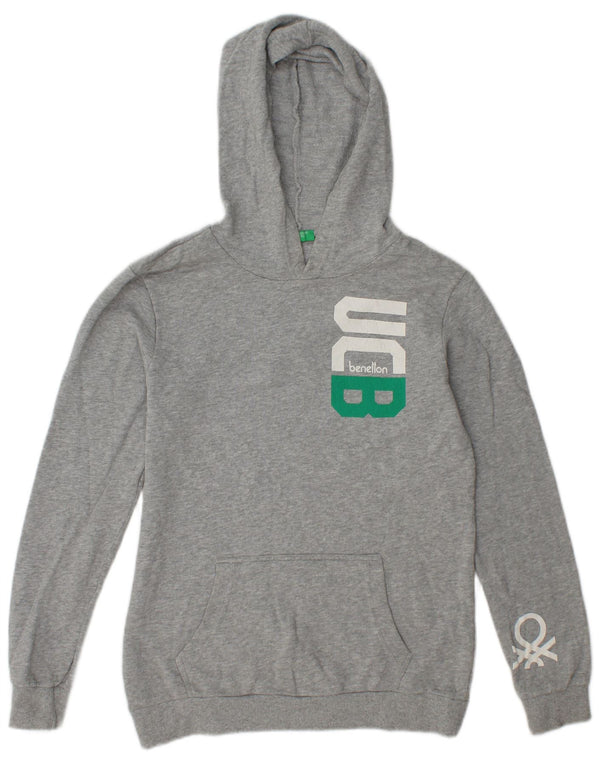 Benetton Jersey con capucha estampada para niños 11-12 años 2XL Algodón moteado gris