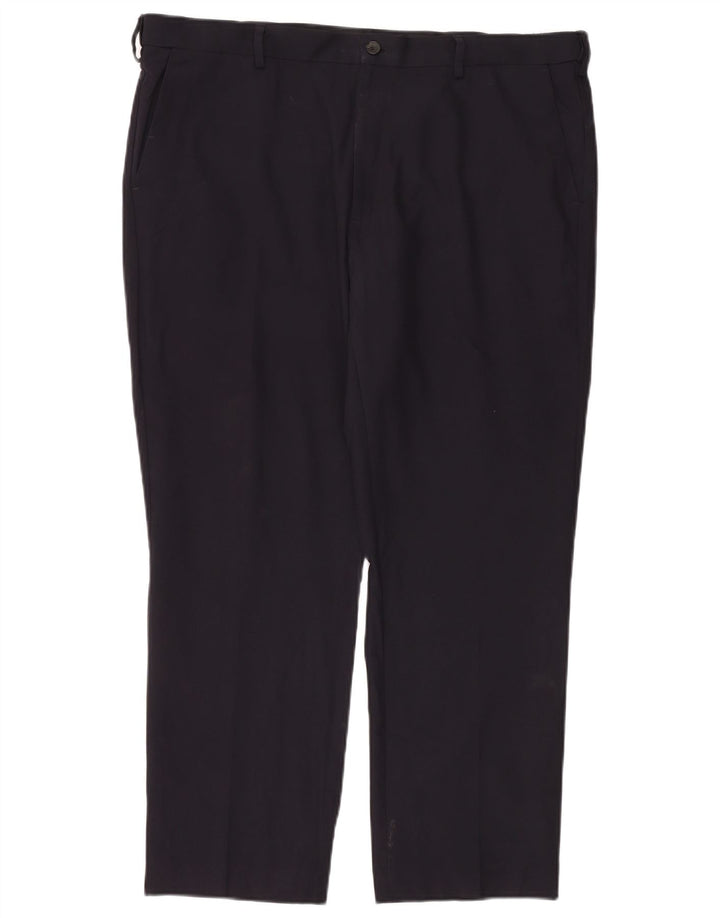 Marks & Spencer Pantalón chino de corte regular para hombre W40 L29 Poliéster azul marino