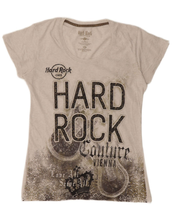 Hard Rock Cafe Camiseta Gráfica Viena para Mujer Top UK 40 Large Off White