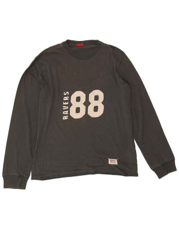 Levi's Top gráfico de manga larga para hombre de algodón gris grande