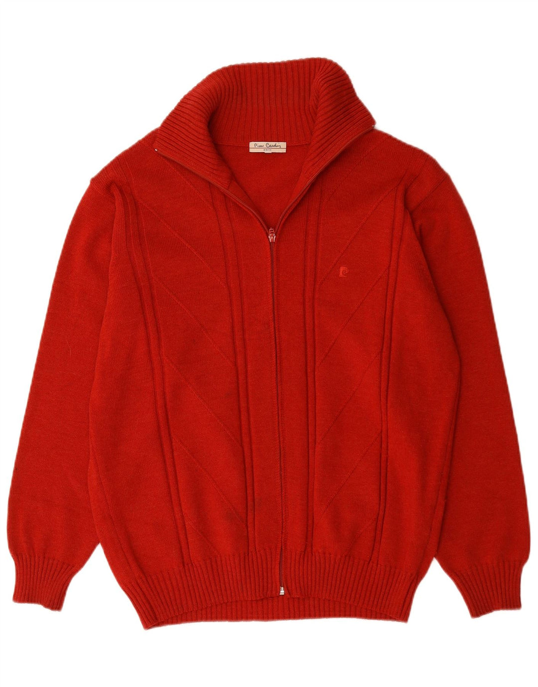 Pierre Cardin Cárdigan para hombre suéter grande de lana roja