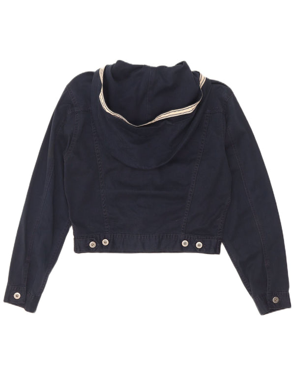 Benetton Chaqueta Vaquera Corta Extragrande Con Capucha IT 40 Small Azul Marino