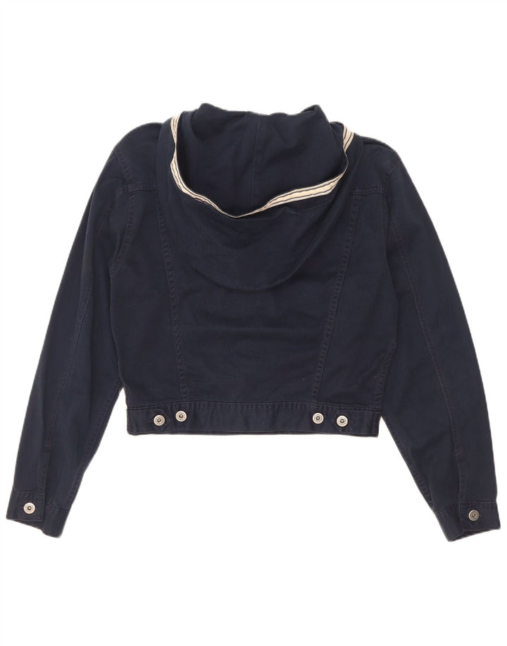 Benetton Chaqueta Vaquera Corta Extragrande Con Capucha IT 40 Small Azul Marino