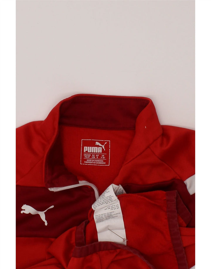 Puma - Chándal con cremallera y cuello para niños, color rojo, 7-8 años