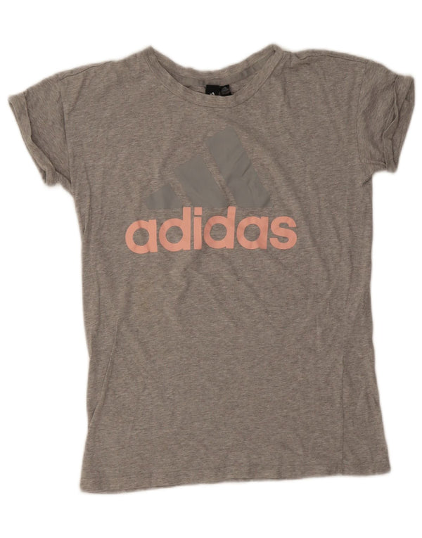 Adidas Camiseta gráfica extragrande para mujer UK 8/10 Small Grey Moteado