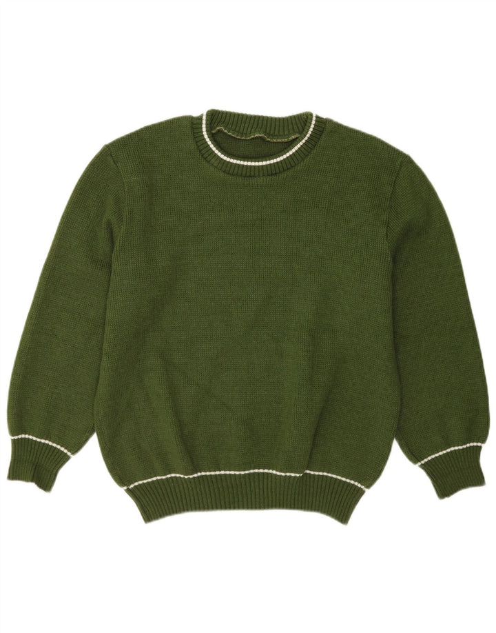 VINTAGE Jersey de cuello redondo para hombre verde medio