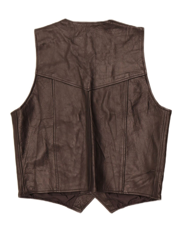 Chaleco de cuero vintage para hombre XL cuero negro