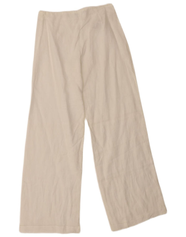 Sisley Womens Wide Leg Casual Trousers IT 38 XS W26 L29 White Flax