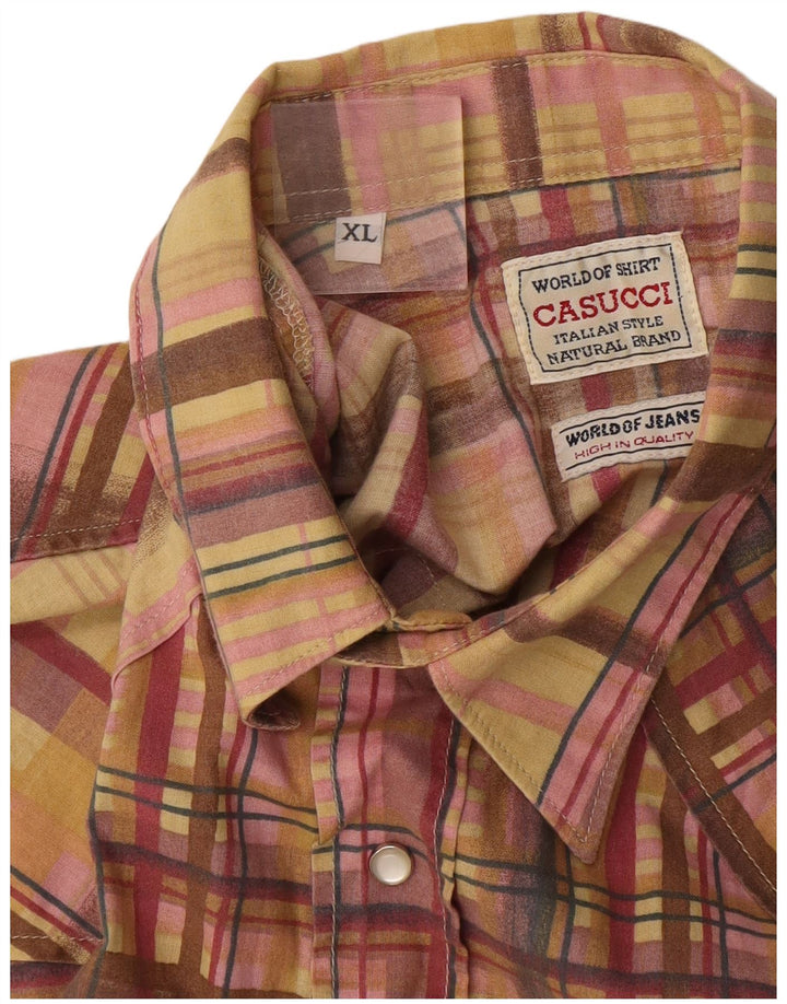 Casucci Camisa sin mangas occidental para hombre XL Cuadros multicolores