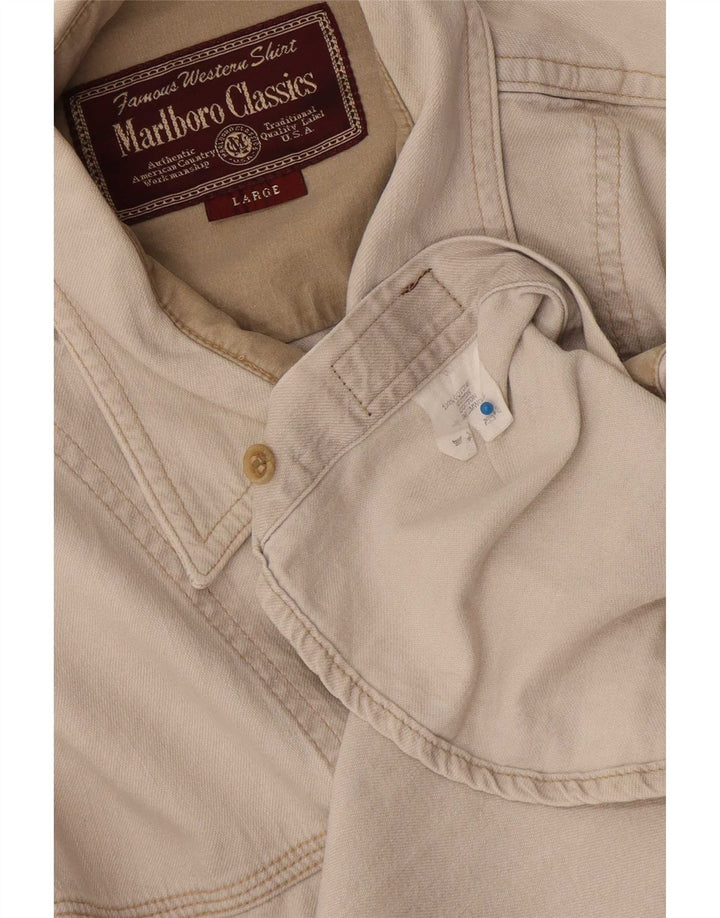 Marlboro Classics Camisa Vaquera Hombre Grande Algodón Beige