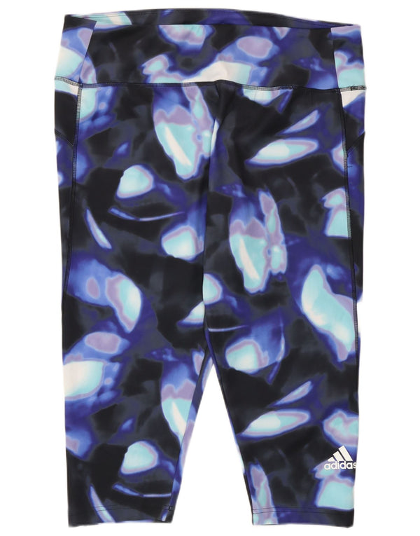 Leggings Adidas Aeroready con estampado abstracto para mujer, talla 24/26, 2XL, azul marino
