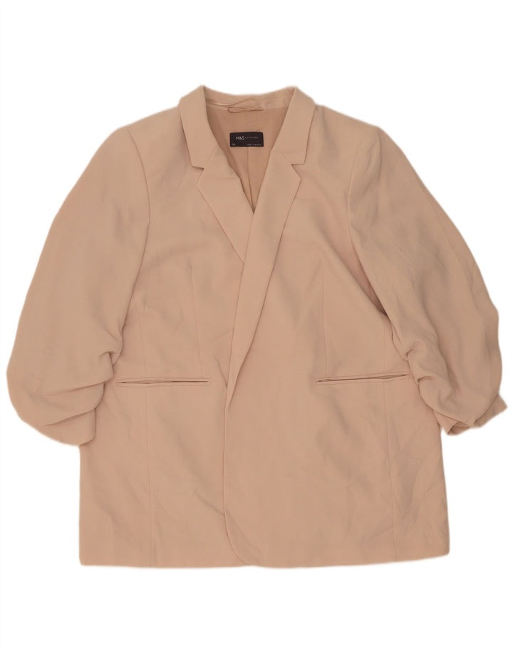 Marks & Spencer Chaqueta Americana Abierta de Manga 3/4 para Mujer UK 24 4XL Rosa