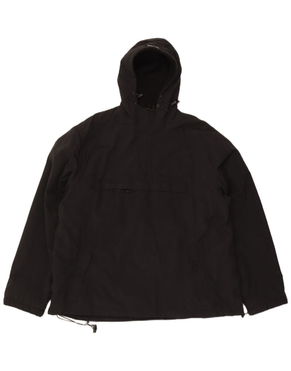 Vintage hombres con capucha Anorak cortavientos chaqueta Reino Unido 44 2XL nailon negro