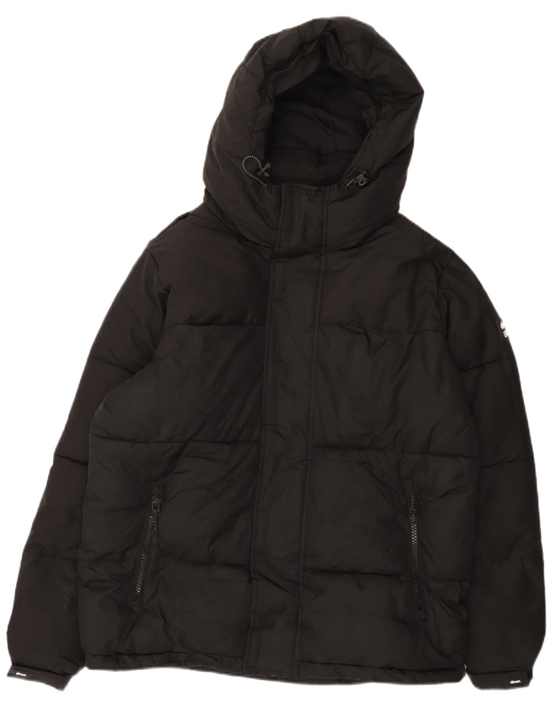 ZARA Chaqueta acolchada holgada con capucha para hombre UK 36 Small Poliéster negro