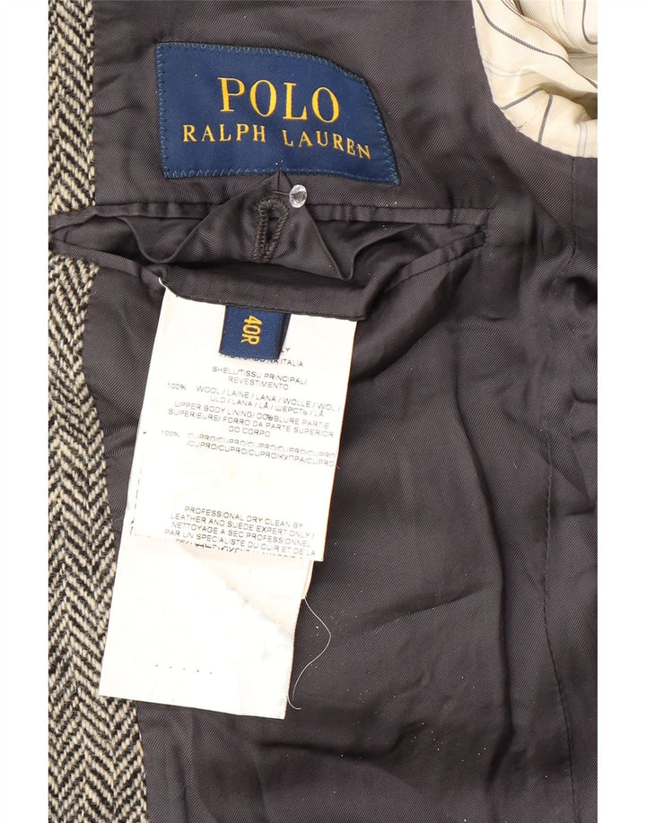 Polo Ralph Lauren Chaqueta Blazer de 2 Botones para Hombre US 40 Grande Gris Chevron Lana