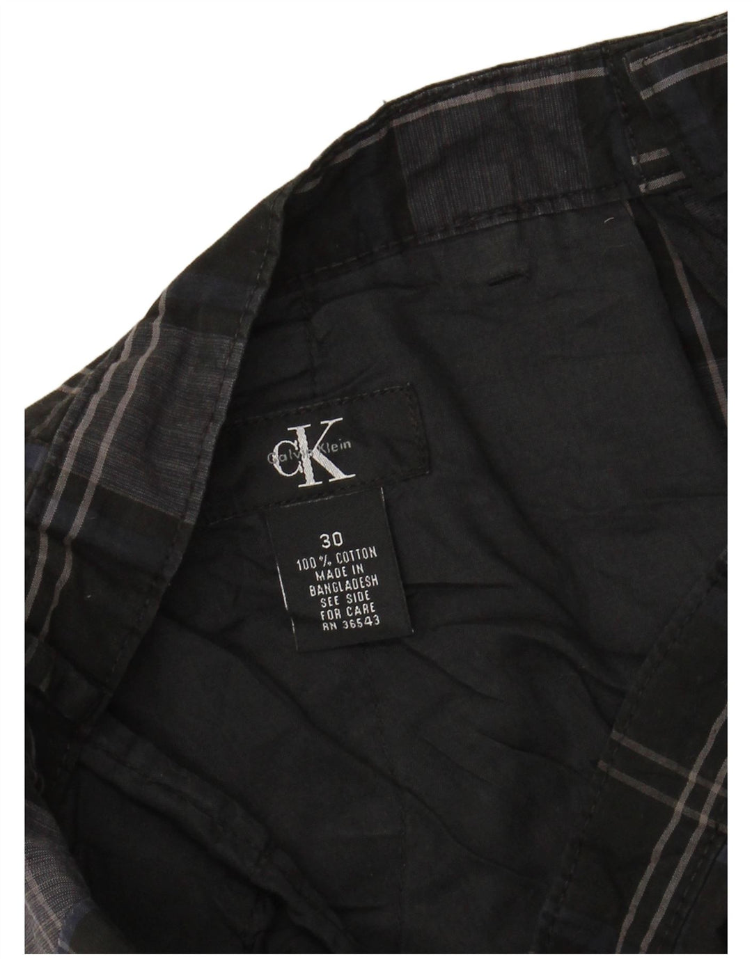 CALVIN KLEIN Pantalones cortos chinos para hombre W30 Medium Black Check Cotton