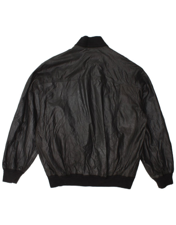 Vintage hombres bombardero chaqueta de cuero IT 54 2XL cuero negro