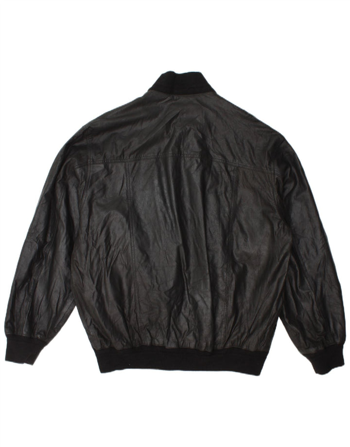 Vintage hombres bombardero chaqueta de cuero IT 54 2XL cuero negro