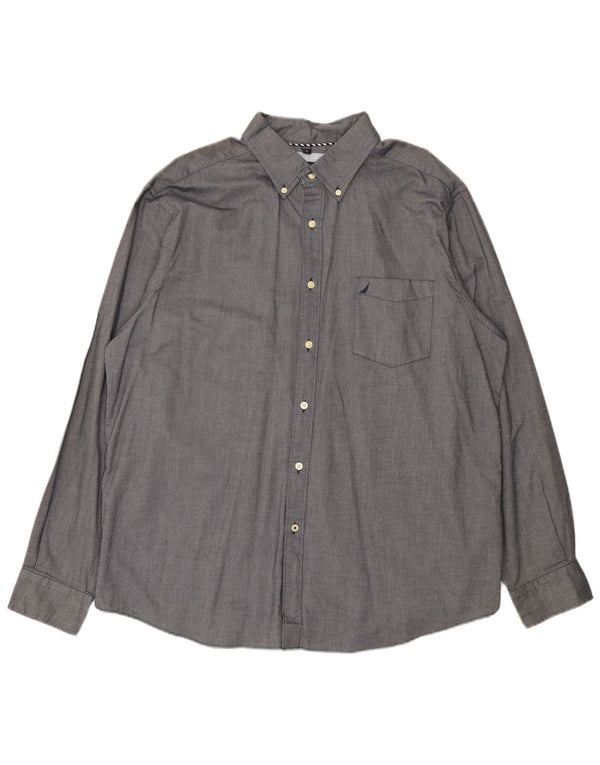 Camisa Nautica Hombre XL Gris Algodón