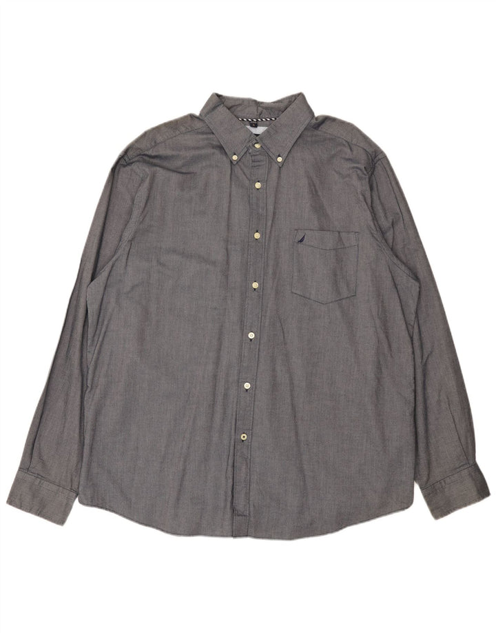 Camisa Nautica Hombre XL Gris Algodón