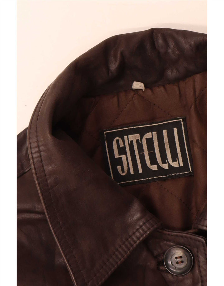 Sitelli Chaqueta de cuero para mujer UK 42 Marrón medio