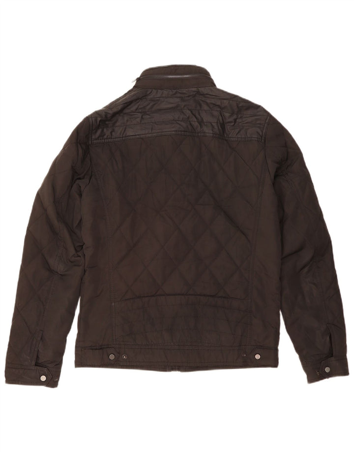 ZARA Hombre Chaqueta Acolchada Con Capucha UK 38 Medium Negro