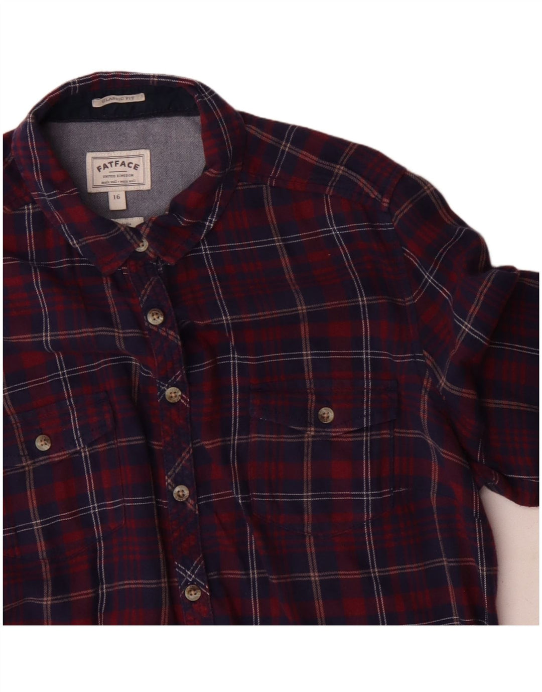 Camisa de franela de ajuste clásico para mujer de Fat Face UK 46 Large Blue Check Cotton