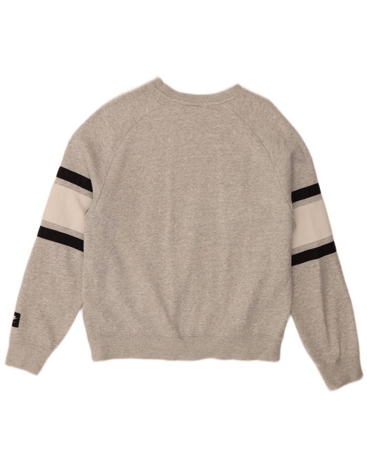 Nike Mujer Sudadera extragrande con gráfico tipo jersey en bloques de color gris pequeño