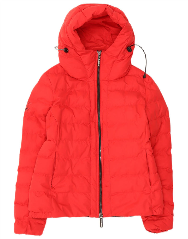 Superdry Chaqueta Acolchada Con Capucha Para Mujer UK 42 Medium Nylon Rojo