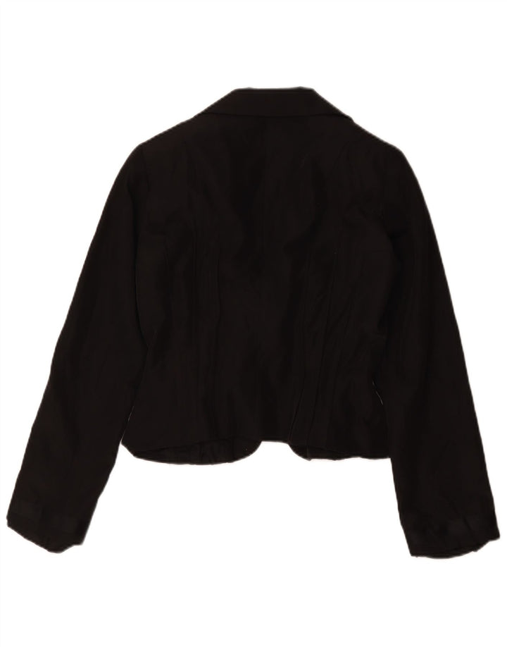 Vintage Mujer Crop 1 Botón Blazer Chaqueta IT 42 Acetato Negro Medio