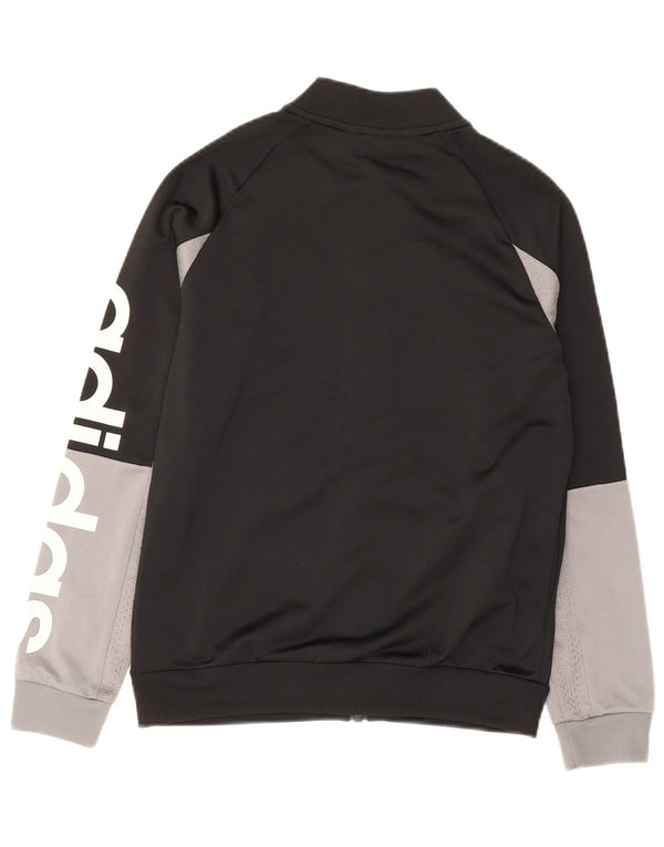 Adidas Boys Graphic Tracksuit Top Jacket 11-12 Years Black Colourblock