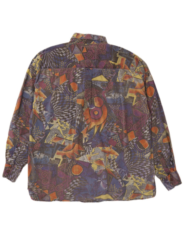 VINTAGE Camisa con estampado abstracto para hombre XL Multicolor