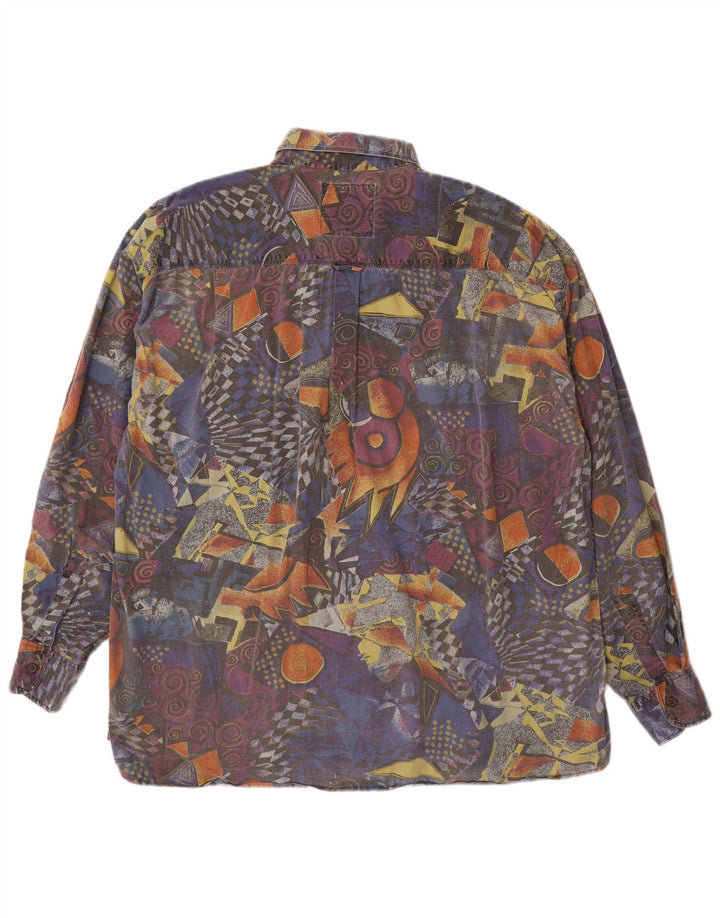 VINTAGE Camisa con estampado abstracto para hombre XL Multicolor