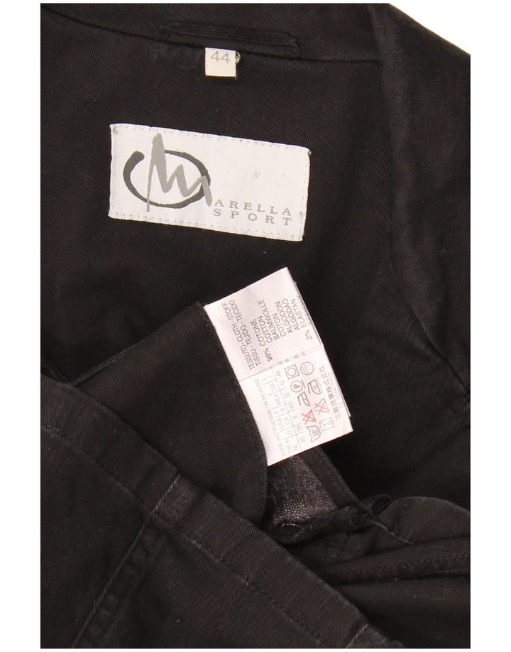MARELLA Womens 3 Button Blazer Jacket UK 12 Medium Black Cotton