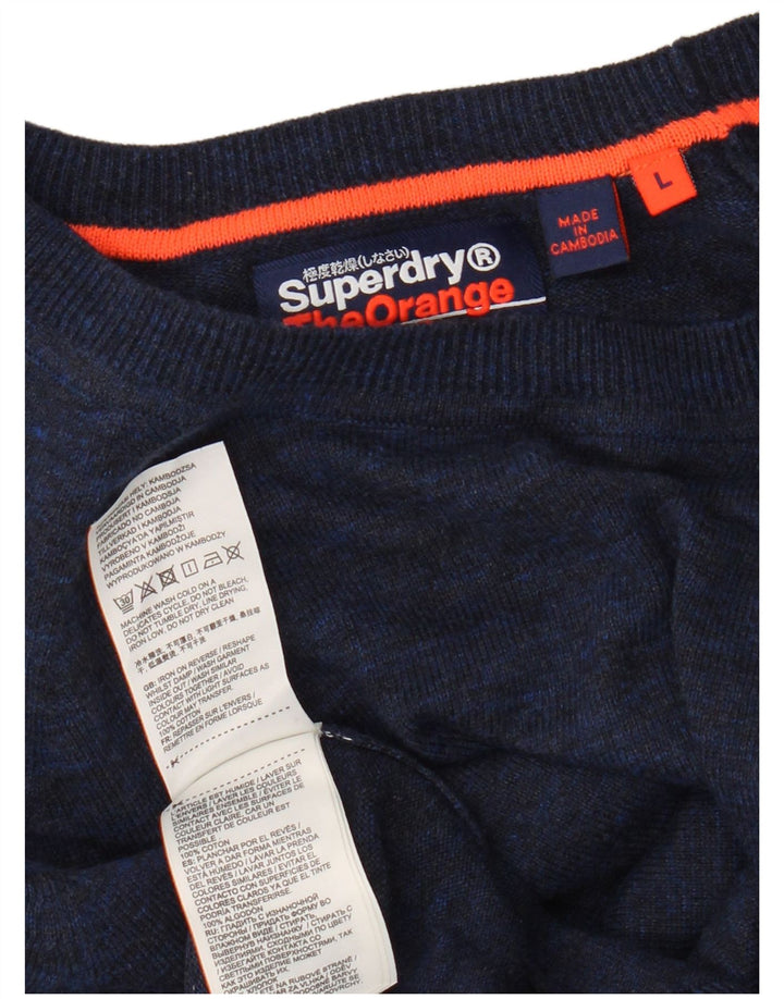 Superdry Jersey De Cuello Redondo Para Hombre Jersey De Algodón Azul Grande