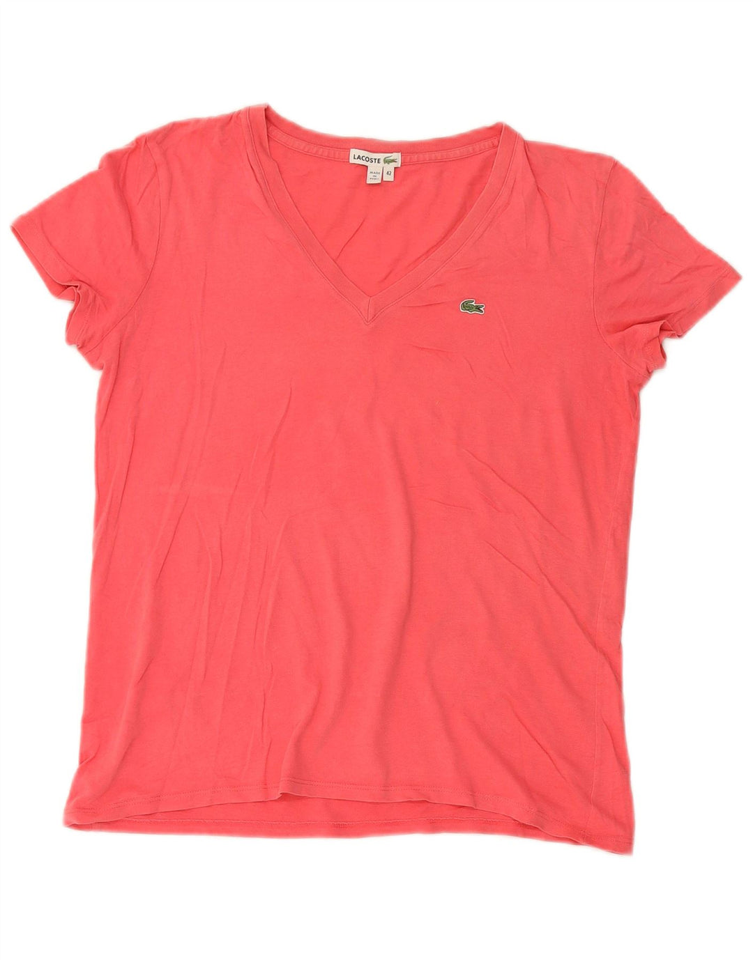 Camiseta Lacoste Mujer Top Talla 42 Grande Rosa Algodón